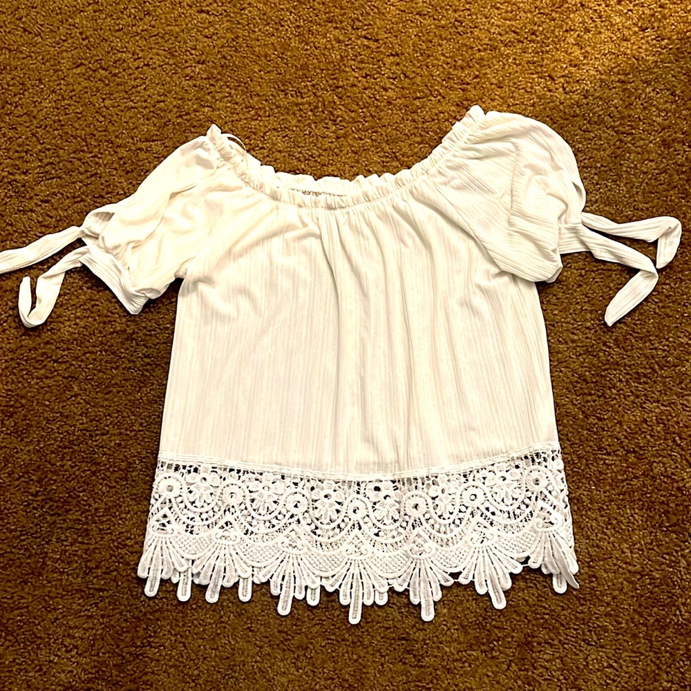White off the shoulder shirt